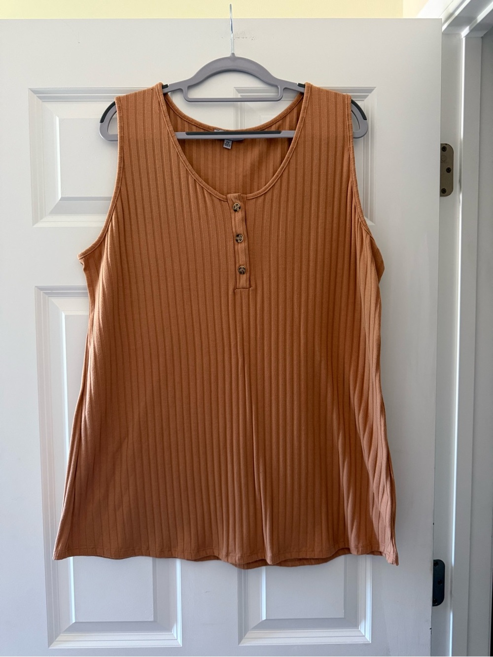White Birch Sleeveless Ribbed Henley Tank Top